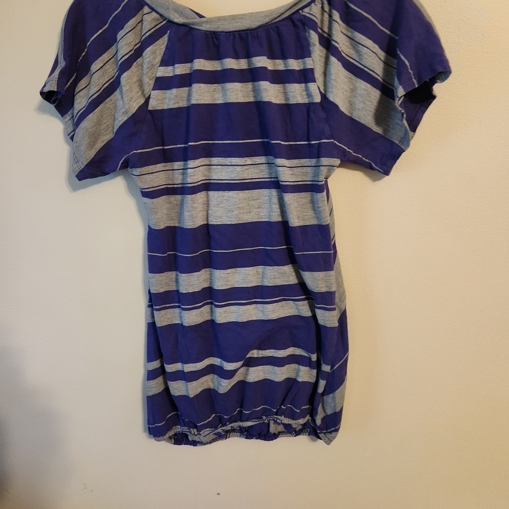 Charlotte Russe Blue and Gray Striped Blouse